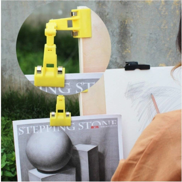 JAZLOG Copy Holder Double Head Rotatable Painting Clip for Artist Easels Drawing Boards Picture Sketch - M, Black, 249 Gram
