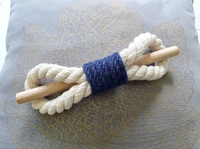 JAZLOG Curtain Tieback-Shabby Chic Ties-Nautical Decor-Natural Cotton Curtain Rope Tie Back Decorative Modern - Brown Rope -Wooden Pin | Pack of 02 - M, Blue, 249 Gram