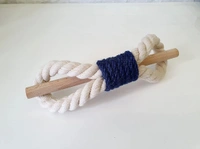 JAZLOG Curtain Tieback-Shabby Chic Ties-Nautical Decor-Natural Cotton Curtain Rope Tie Back Decorative Modern - Brown Rope -Wooden Pin | Pack of 02 - M, Blue, 249 Gram