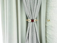 JAZLOG Curtain Tieback-Shabby Chic Ties-Nautical Decor-Natural Cotton Curtain Rope Tie Back Decorative Modern - Brown Rope -Wooden Pin | Pack of 02 - M, Red, 249 Gram