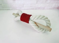 JAZLOG Curtain Tieback-Shabby Chic Ties-Nautical Decor-Natural Cotton Curtain Rope Tie Back Decorative Modern - Brown Rope -Wooden Pin | Pack of 02 - M, Red, 249 Gram