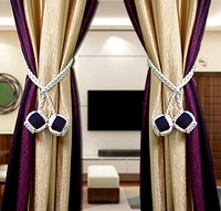 JAZLOG Curtain Tiebacks Handmade Holdbacks - Farmhouse Curtain Tie Back Holder by Hand-Woven Cotton Rope, Bohemian Home Decoration Drapery Holdback (Pack of 2 Pieces) - M, Blue, 249 Gram
