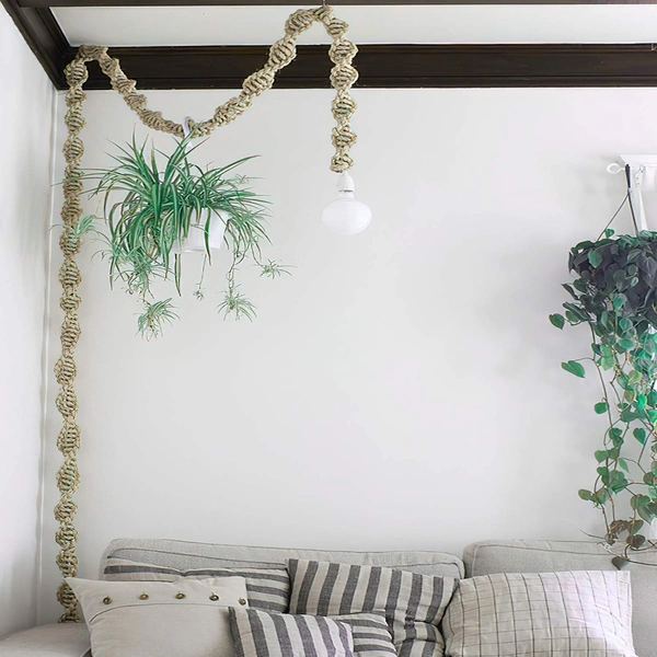 JAZLOG Rope Light Boho Pendant Light Plug in Swag Light Macrame Lamp Boho Wedding D�cor Desk Lights, Indoor Lighting, Night Lights, Gifts for Her, Birthday Gift, Bohemian - M, 3 Meter, 449 Gram
