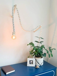 JAZLOG Rope Light Boho Pendant Light Plug in Swag Light Macrame Lamp Boho Wedding D�cor Desk Lights, Indoor Lighting, Night Lights, Gifts for Her, Birthday Gift, Bohemian - M, 3 Meter, 449 Gram