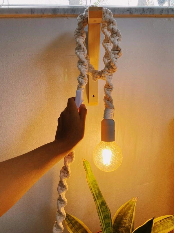 JAZLOG Rope Light Boho Pendant Light Plug in Swag Light Macrame Lamp Boho Wedding D�cor Desk Lights, Indoor Lighting, Night Lights, Gifts for Her, Birthday Gift, Bohemian - M, 3 Meter, 449 Gram