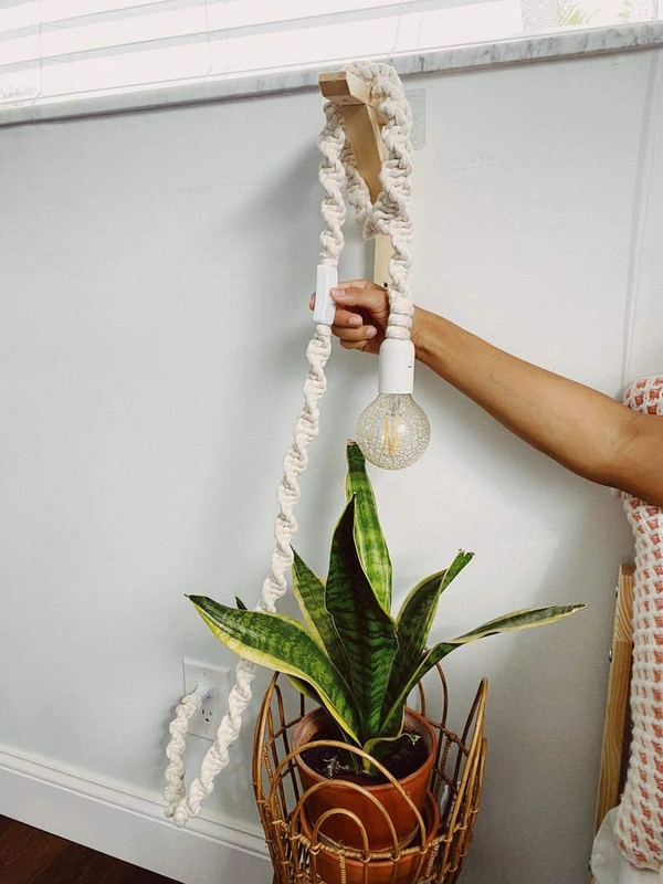 JAZLOG Rope Light Boho Pendant Light Plug in Swag Light Macrame Lamp Boho Wedding D�cor Desk Lights, Indoor Lighting, Night Lights, Gifts for Her, Birthday Gift, Bohemian - M, 3 Meter, 449 Gram