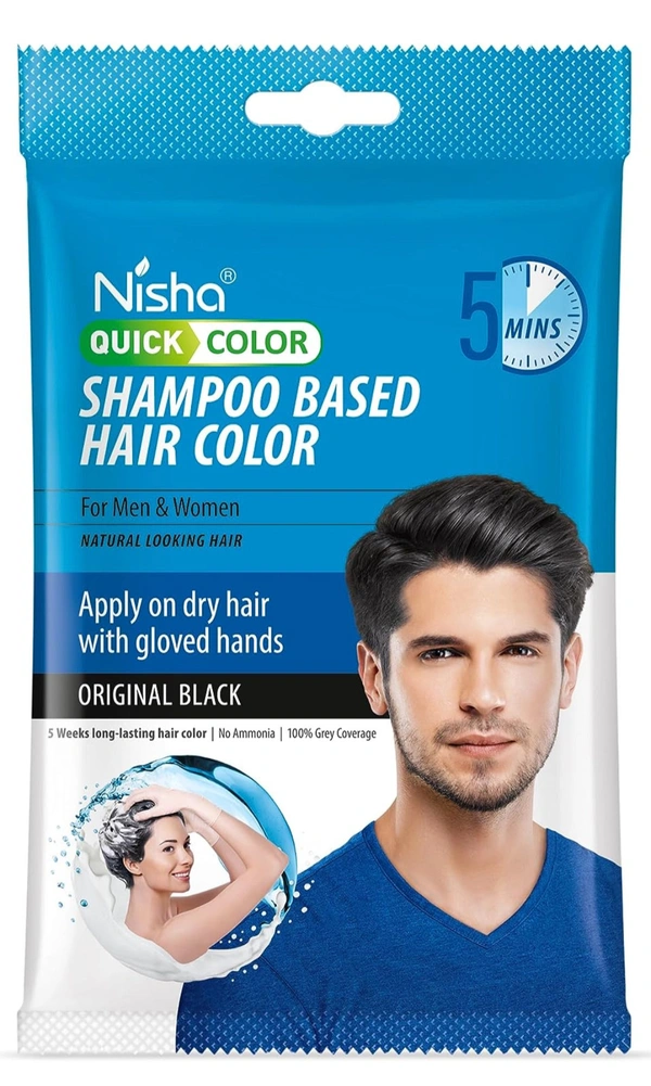 Nisha Shampoo Based Hair Color  - Black, 20ml