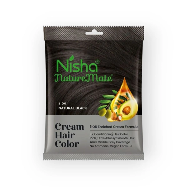 Nisha Natural Black Cream Hair Color  - Black, 24gm, Set Of 6