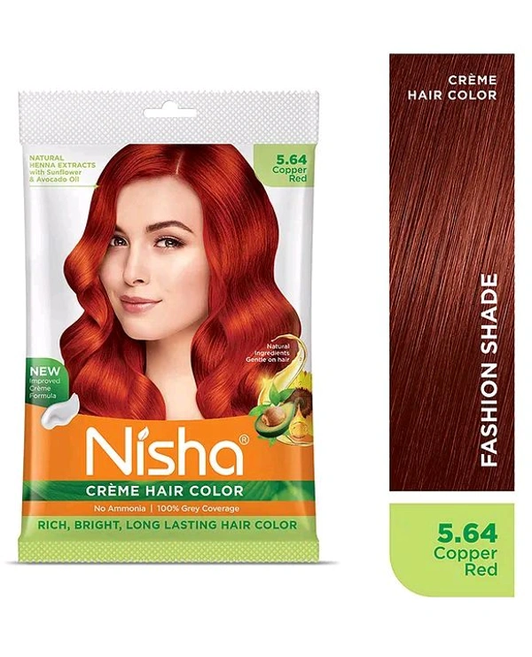 Nisha Copper Red Cream Hair Color  - Value Pack, Copper red, Set Of 5