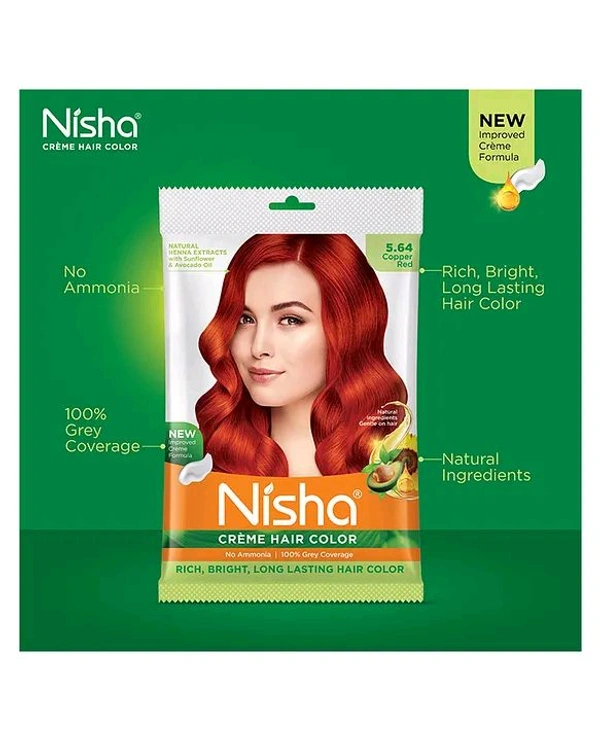 Nisha Copper Red Cream Hair Color  - Value Pack, Copper red, Set Of 5