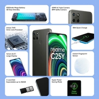 Realam C25 Y realme C25Y (Metal Grey, 64 GB)4 GB RAM | 64 GB ROM | Expandable Upto 256 GB16.51 cm (6.5 inch) HD+ Display50MP + 2MP + 2MP | 8MP Front Camera5000 mAh BatteryUnisoc T610 Octa Core Processor7 Days Replacement Policy, No questions asked. - Metal Grey