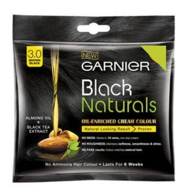 Garnier 3.0 Naturals Hair Dye Cream Brown Black - 20ml + 20ml, Pack of 2