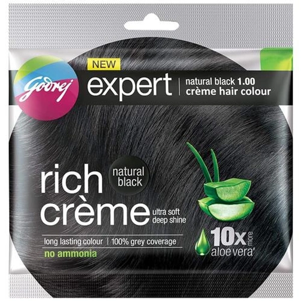 Godrej Expert Natural Black 1.00 Crème Hair Colour - 20g + 20ml