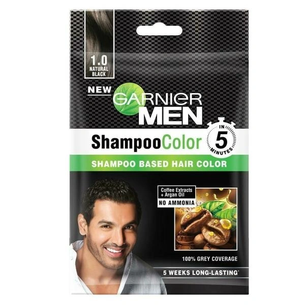 Garnier Men Shampoo Color Hair Dye Shampoo Natural Black - 20ml