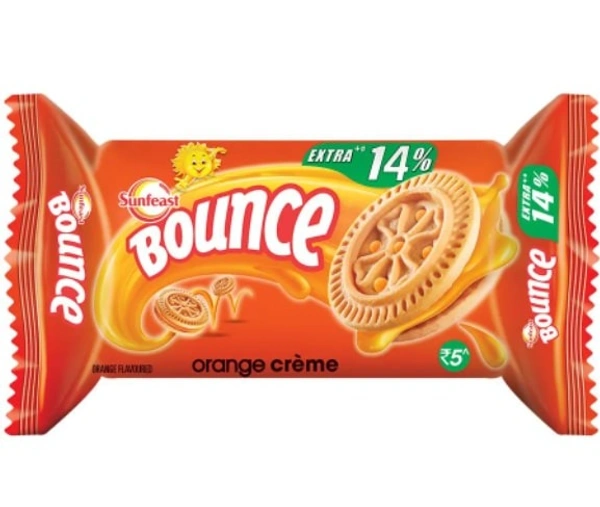 Sunfeast Bounce Biscuits - Orange Creme Cookies - Pack of 12