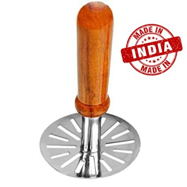 Simran Stainless Steel Potato Vegetable Pav Bhaji Masher with Wooden handle