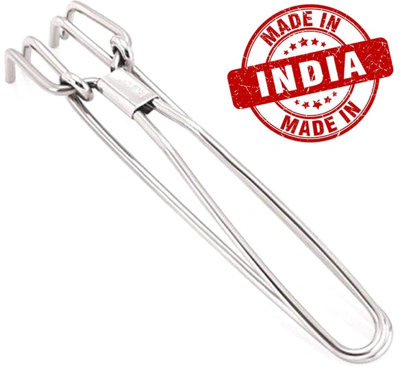 High Grade Stainless Steel Pakkad for Kitchen - Wire Tong - Hot Utensils Holder or Gripper - Utility Pakkad (8 Inches)