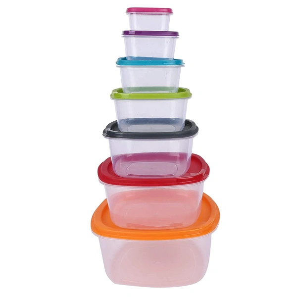 Princeware Unique Design Food Grade Plastic Kitchen Storage Container (Multicolour) -7 Pieces Set