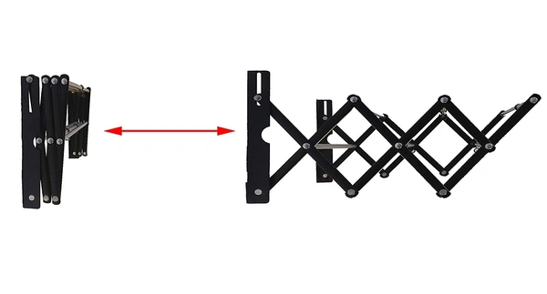 Elaxi DIY Powder Coated Foldable & Rust Proof Wall Mount Cloth Drying Stand (3ft, 12 x 36", Black & Silver) - Large ( 6 Rods of 36 inches each )