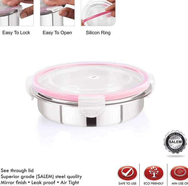 Mansi Stainless Steel Flat Leak Proof Lock Container No.3