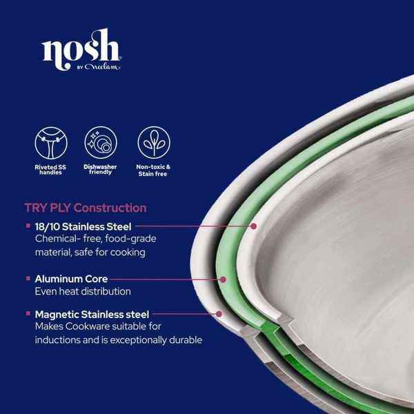 Neelam Nosh by Neelam Triply Saucepan with Lid 14Cm, 1.1 Liters
