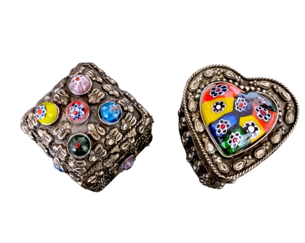 Set Of 2 Brass Storage Box Assorted Shapes