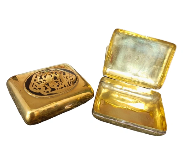 Pure brass Radha Krishna Multipurpose storage box Golden finish - Golden