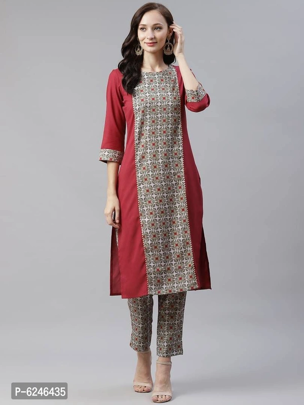 Stylish Rayon Maroon Digital Printed Straight Kurta For Women - 9886446, XL