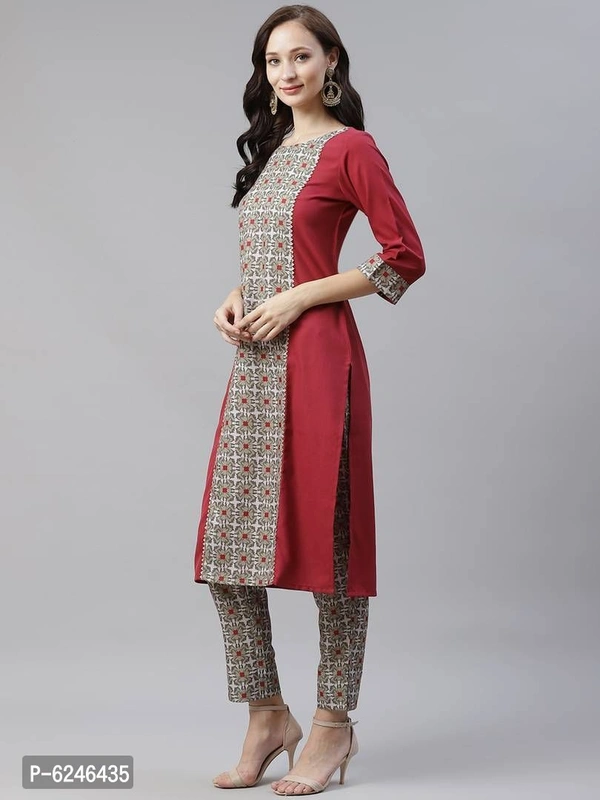 Stylish Rayon Maroon Digital Printed Straight Kurta For Women - 9886446, XL