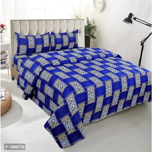 Fabulous Polycotton Printed Double Bed sheet With 2 Pillow Covers - 9886446
