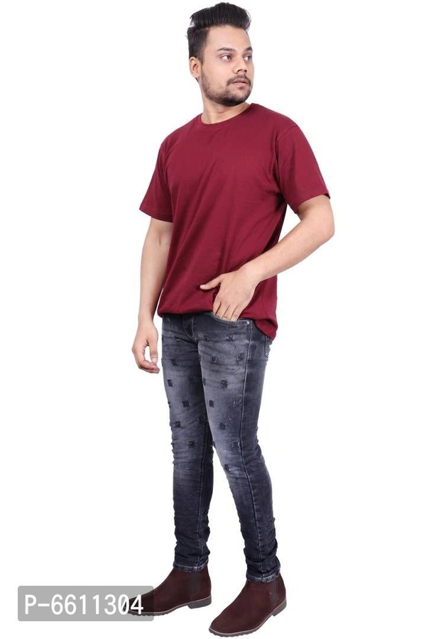 Stylish Black Distressed Denim Cotton Strechable Jeans For Men - P-6611304, 28