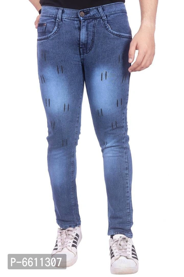 Stylish Blue Distressed Denim Cotton Strechable Jeans For Men - P-6611307, 30