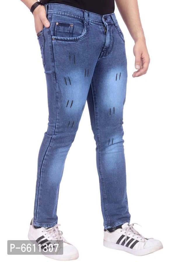 Stylish Blue Distressed Denim Cotton Strechable Jeans For Men - P-6611307, 30