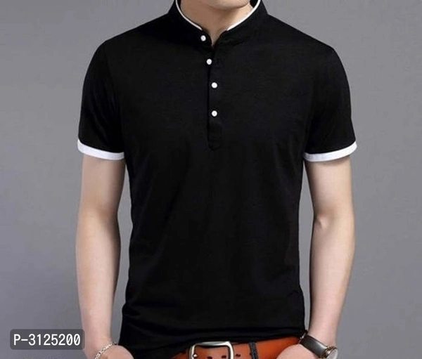 Men's Trendy Solid Cotton Mandarin Tees - P-3125200, 9886446, L