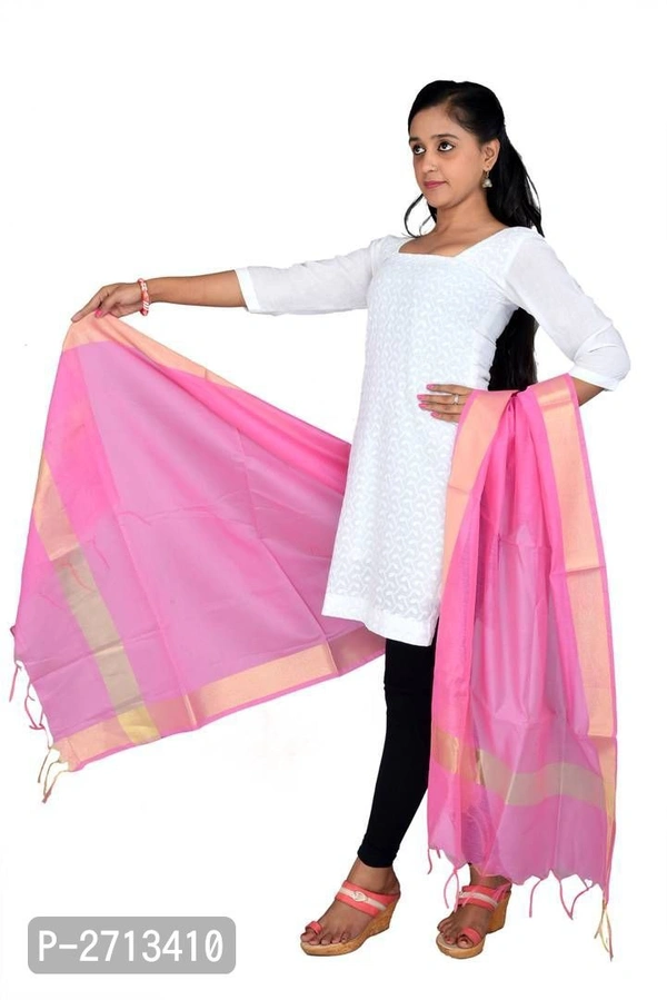 Pink Silk Solid Dupatta - P-2713410, 9886446