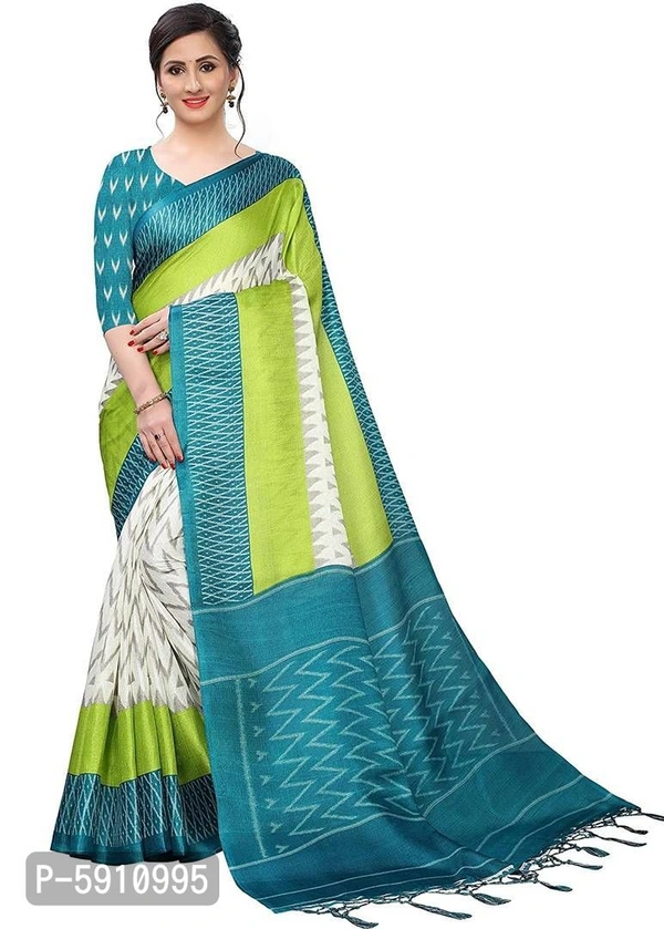 Reliable Light Green Khadi Silk Checked Ikat Women Saree with Blouse piece - P-5910995, 9886446