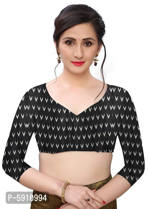 Reliable Black Khadi Silk Checked Ikat Women Saree with Blouse piece - P-5910994, 9886446