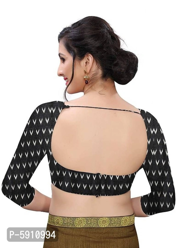 Reliable Black Khadi Silk Checked Ikat Women Saree with Blouse piece - P-5910994, 9886446