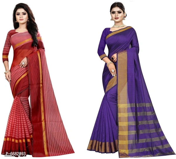 Srivali Womens Fashion Cotton Silk Saree&nbsp;&nbsp;(Pack of 2, Multicolor) - P-6682093, 9886446
