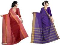 Srivali Womens Fashion Cotton Silk Saree&nbsp;&nbsp;(Pack of 2, Multicolor) - P-6682093, 9886446