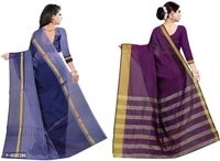 Fashion Cotton Silk Saree For Womens(Pack of 2, Multicolor) - P-6682206, 9886446