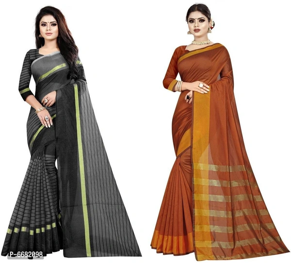 Srivali Womens Fashion Cotton Silk Saree&nbsp;&nbsp;(Pack of 2, Multicolor) - P-6682098, 9886446