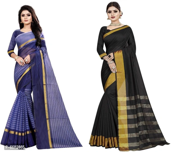 Srivali Womens Fashion Cotton Silk Saree&nbsp;&nbsp;(Pack of 2, Multicolor) - P-6682085, 9886446