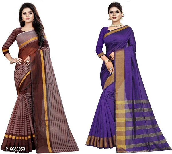 Srivali Womens Fashion Cotton Silk Saree&nbsp;&nbsp;(Pack of 2, Multicolor) - P-6682053, 9886446