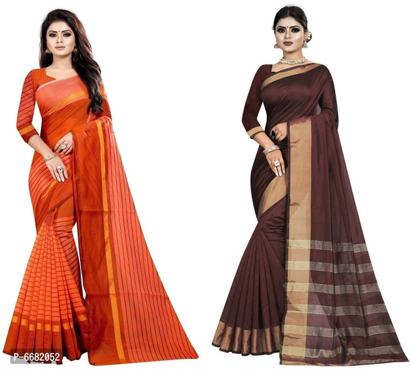 Srivali Womens Fashion Cotton Silk Saree&nbsp;&nbsp;(Pack of 2, Multicolor) - P-6682052, 9886446