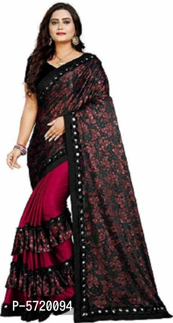 Beautiful Voile Printed Ruffle Saree with Blouse piece - P-5720094, 9886446