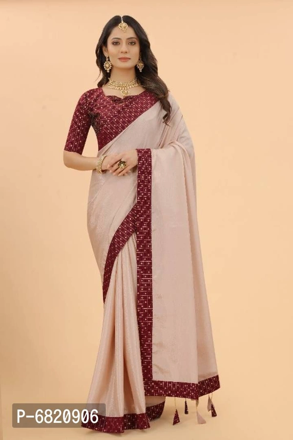 Elegant Art Silk Saree With Blouse Piece For Women - 9886446, Beige, P-6820906