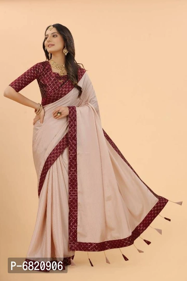 Elegant Art Silk Saree With Blouse Piece For Women - 9886446, Beige, P-6820906