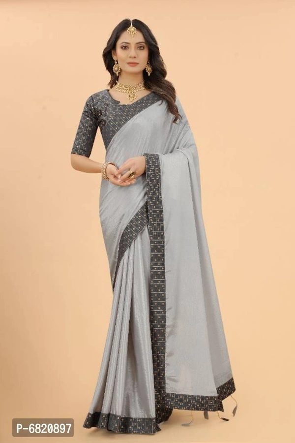 Elegant Art Silk Saree With Blouse Piece For Women - 9886446, Grey, P-6820897
