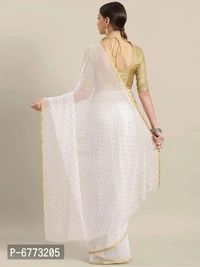 Elegant Chiffon Sarees With Blouse Piece For Women - P-6773205, 9886446, White